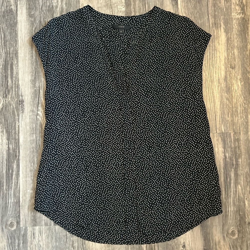 J. Crew 100% Silk Polka Dot Blouse Size 10